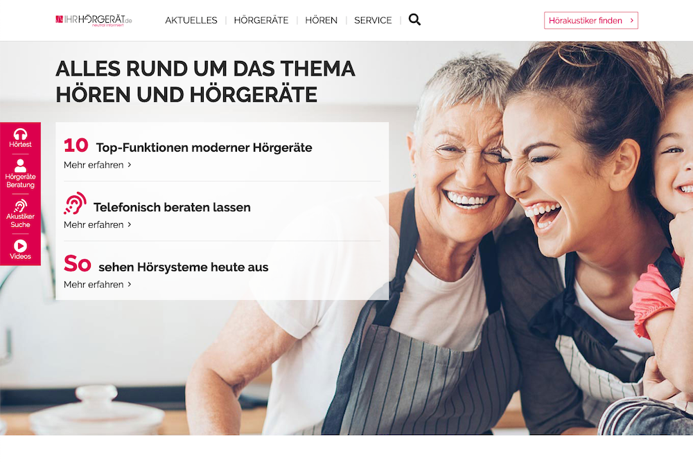 Screenshot der Webseite ihr-hörgerät.de
